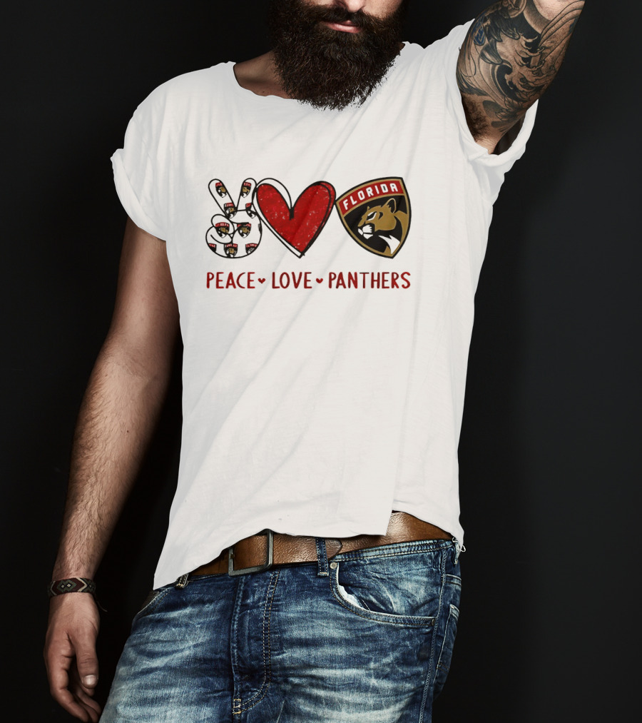 Peace Heart Florida Panthers NHL Fan Gear T-Shirt