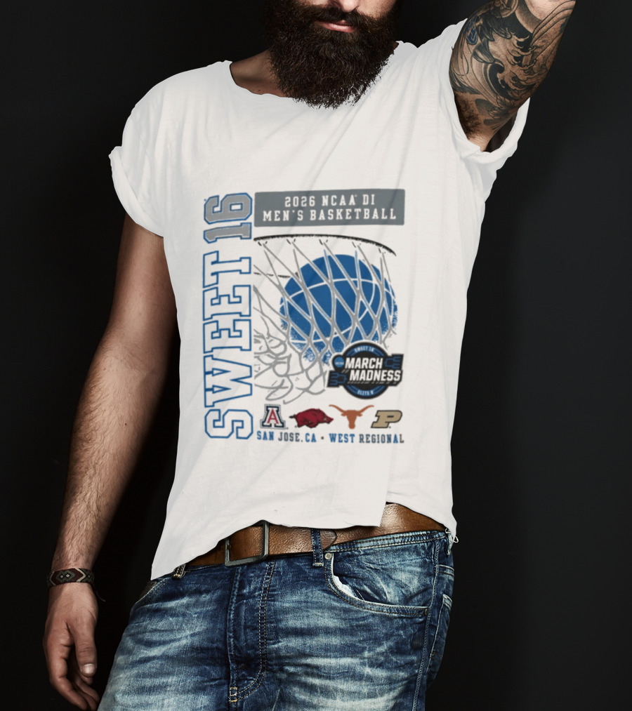 Sweet 16 March Madness 2026 NCAA DI Men's Basketball Tournament San Jose CA West Regional T-Shirt