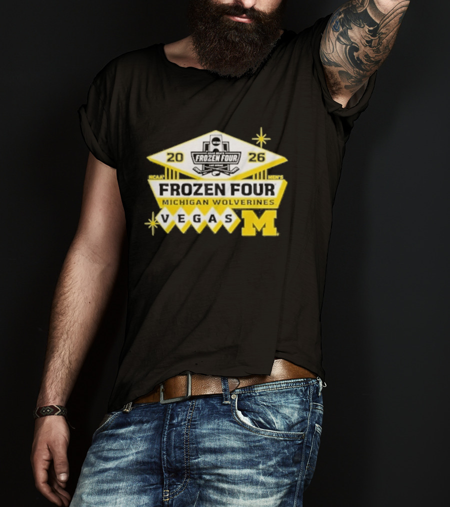 2026 NCAA Men's Ice Hockey Frozen Four Michigan Wolverines Vegas T-Shirt