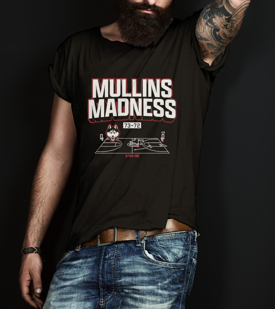 Mullins Madness UConn Huskies 73 72 Basketball Diagram T-Shirt