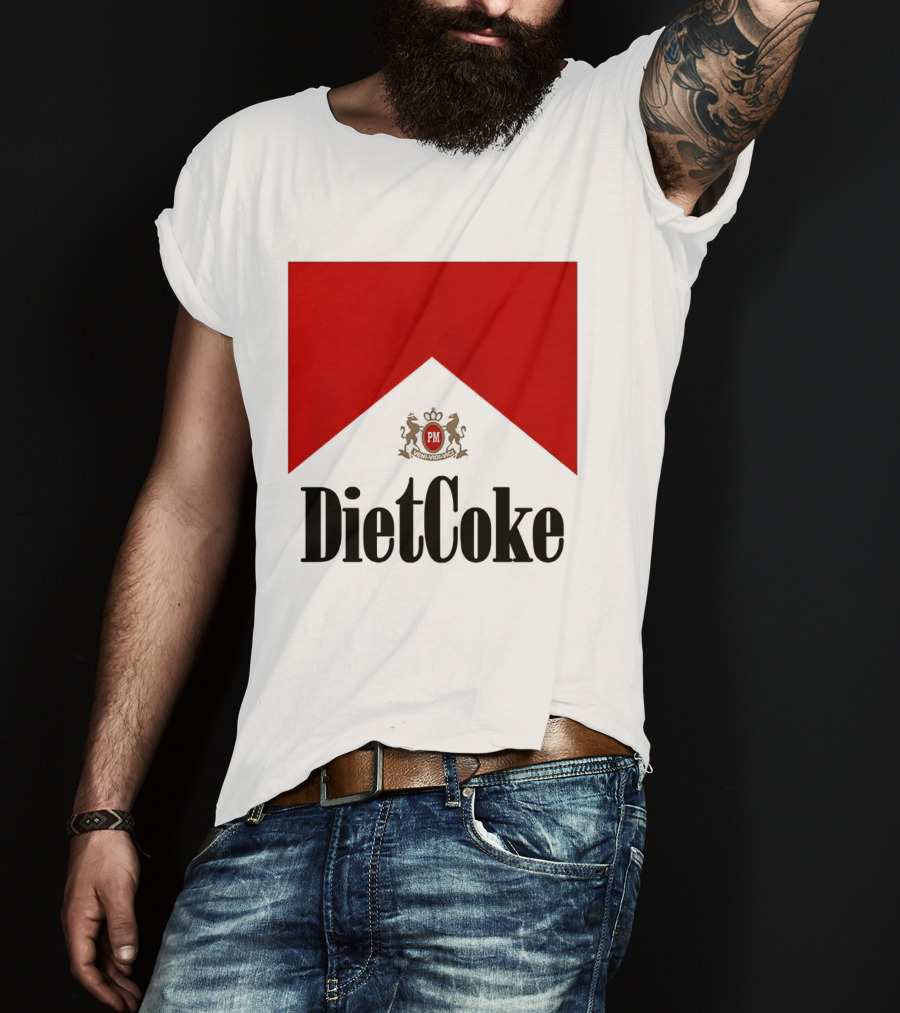 Diet Coke Marlboro Cigarettes Red V Shape PM Crest T-Shirt