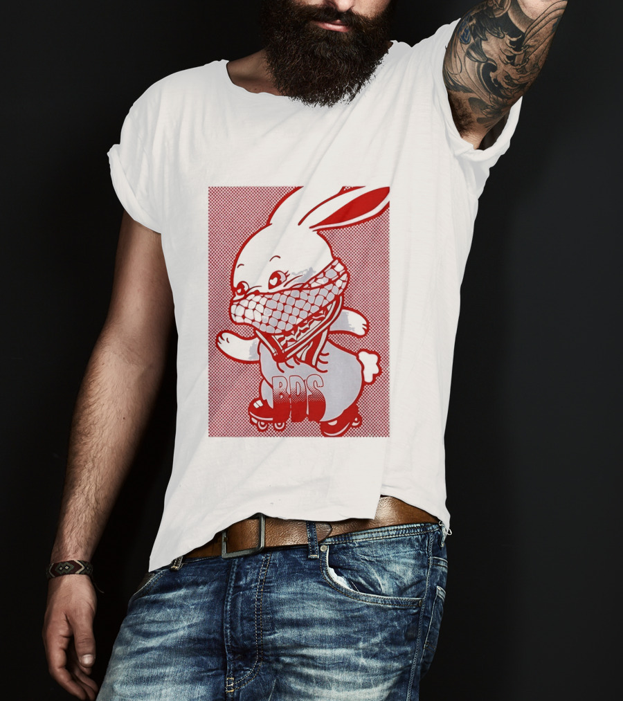 BDS Palestine Bunny With Keffiyeh And Roller Skates T-Shirt