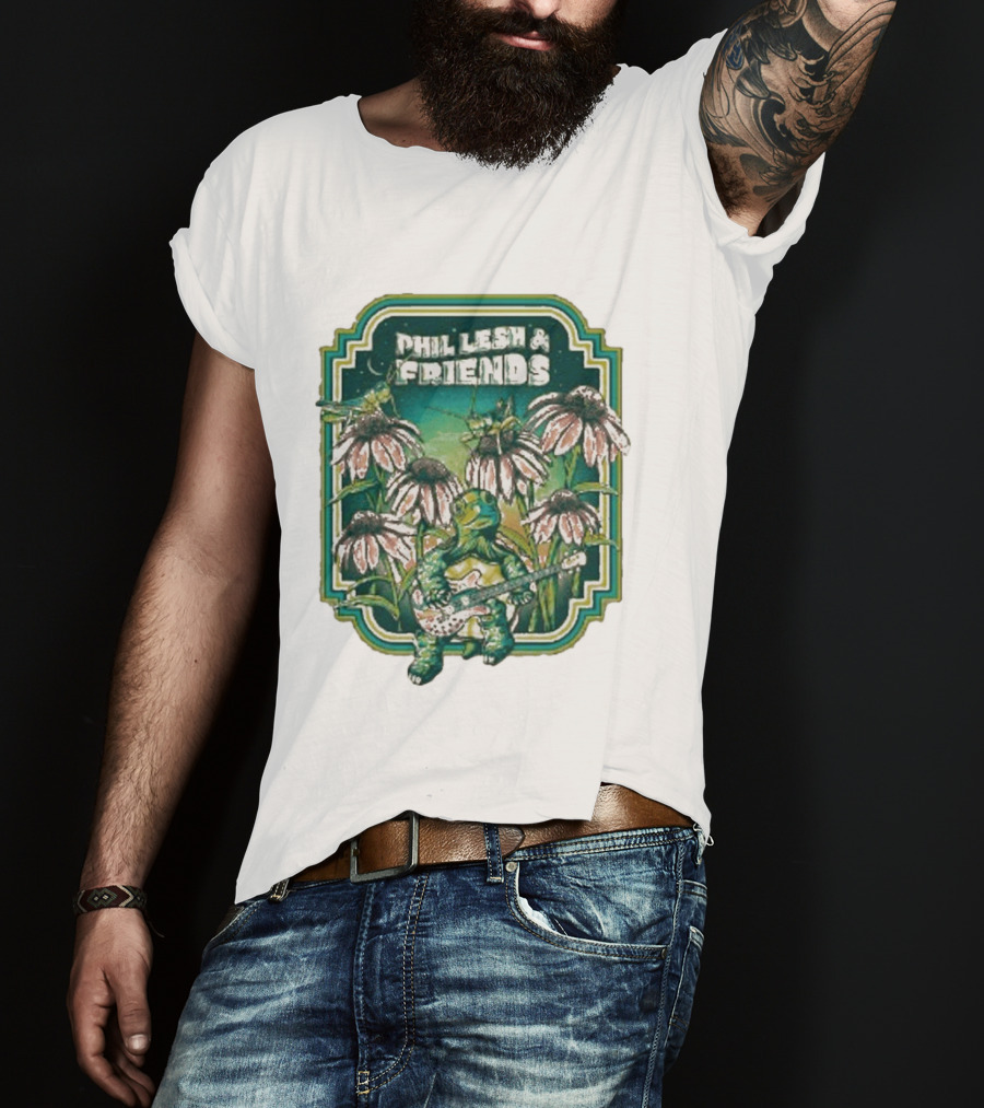 Phil Lesh And Friends Turtle Playing Guitar Among Flowers Butterfly T-Shirt