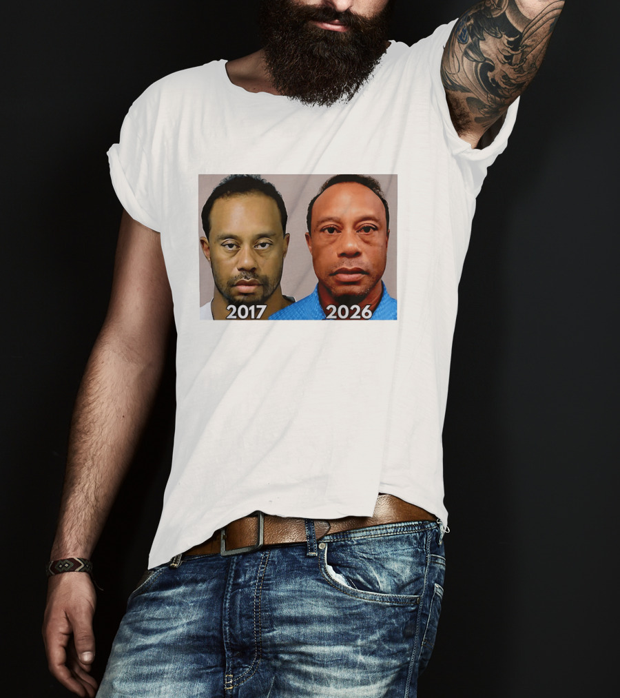 Tiger Woods Shot 2017 And 2026 Comparison T-Shirt