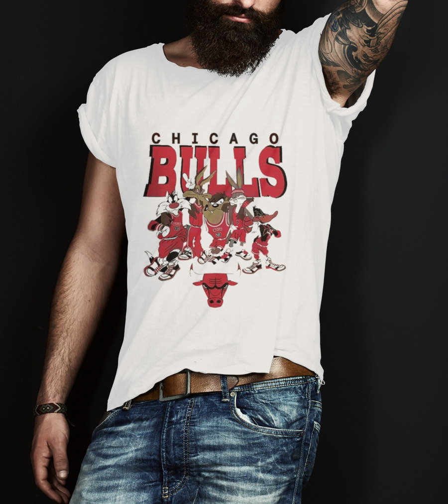 Chicago Bulls Looney Tunes NBA Basketball Characters Collab T-Shirt