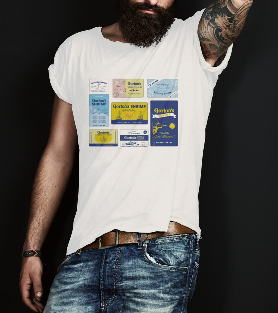 Gorton's Seafood Shrimp Box Collection Gloucester MA Vintage Packaging T-Shirt