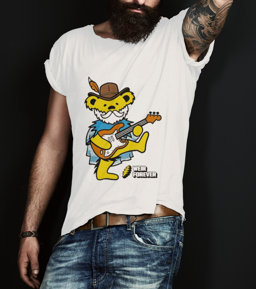 Weir Forever Blue Bear Playing Guitar T-Shirt