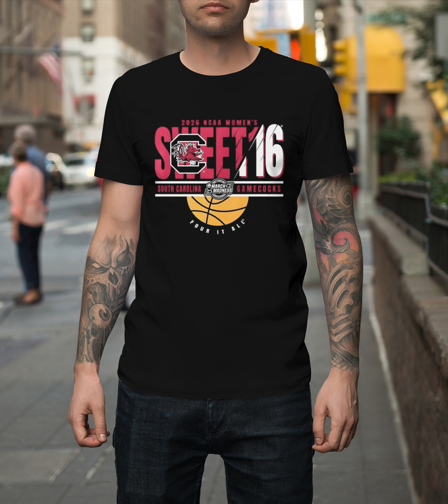 South Carolina Gamecocks NCAA Women's Basketball 2026 Sweet 16 Four It All Basketball T-Shirt