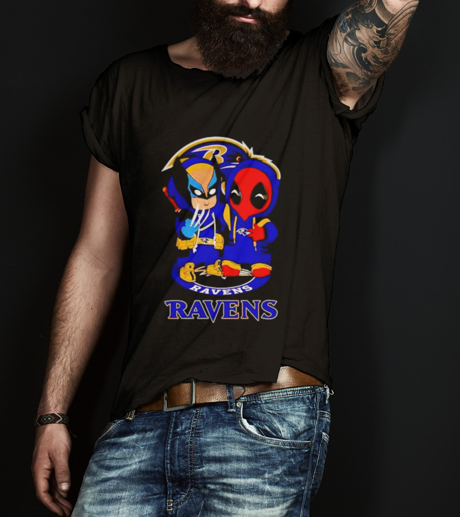 Baltimore Ravens Marvel Wolverine Deadpool True Friends Fan Gear T-Shirt