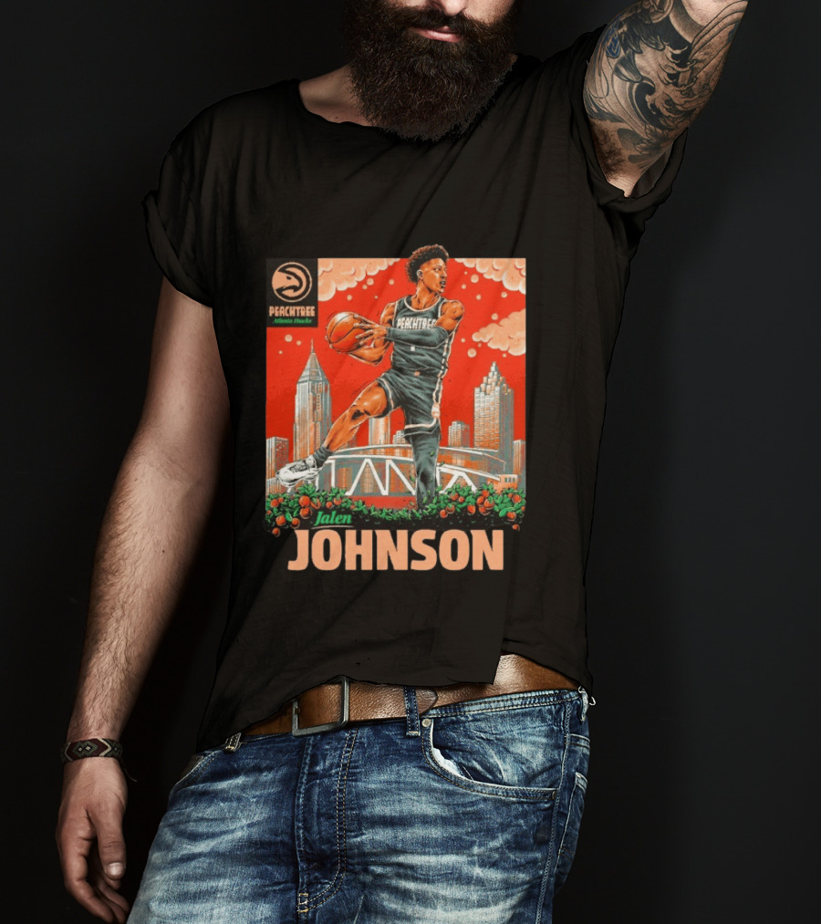 Atlanta Hawks Jalen Johnson Peachtree Skyline Basketball T-Shirt