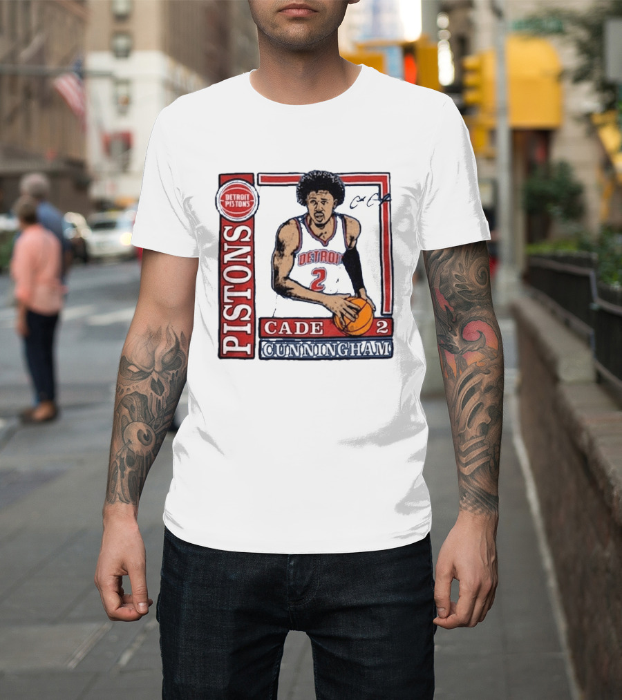 Detroit Pistons Cade Cunningham Basketball Number 2 T-Shirt