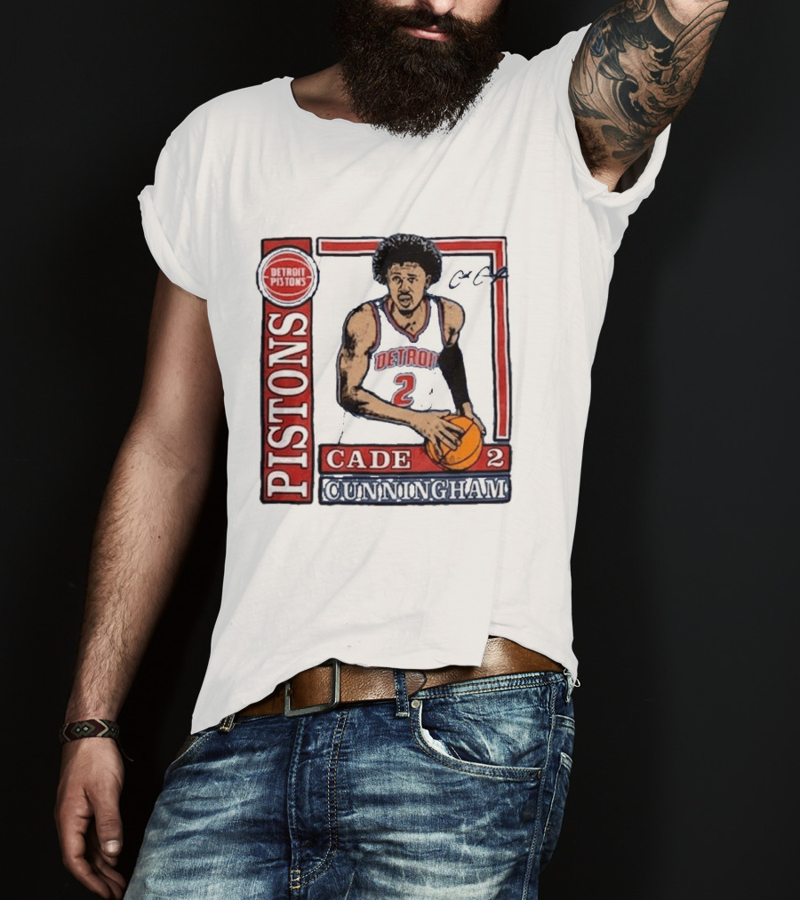 Detroit Pistons Cade Cunningham Basketball Number 2 T-Shirt