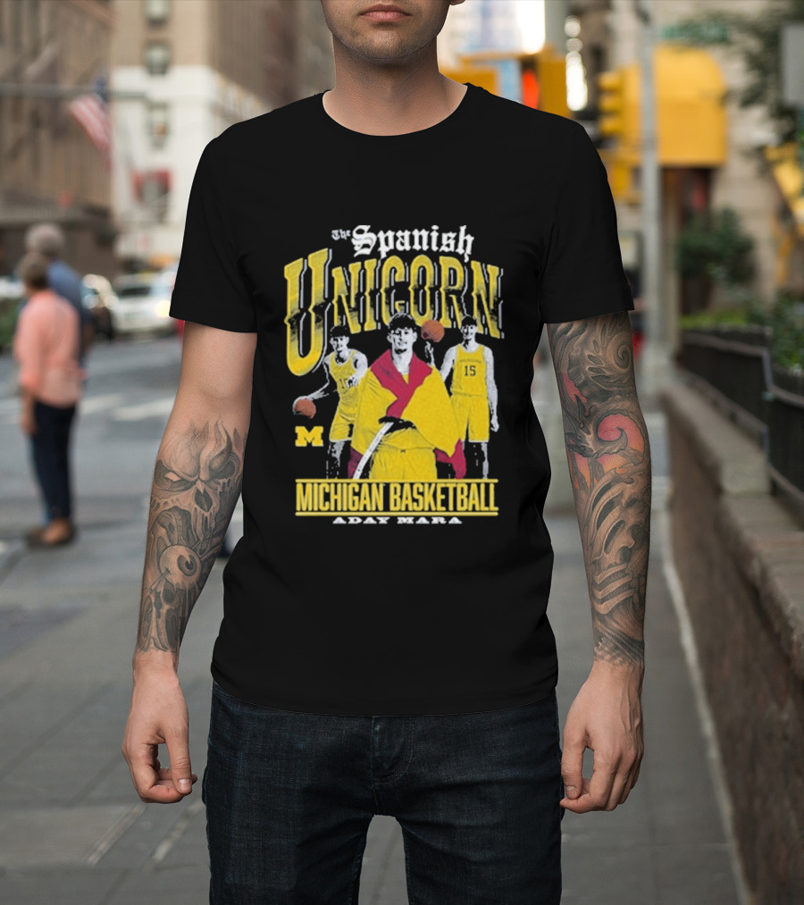Spanish Unicorn Michigan Basketball Aday Mara Players With Basketball T-Shirt