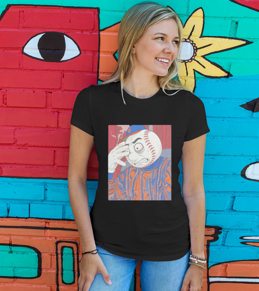 Mr. Met Stressed Smoking New York Mets Baseball Fan T-Shirt