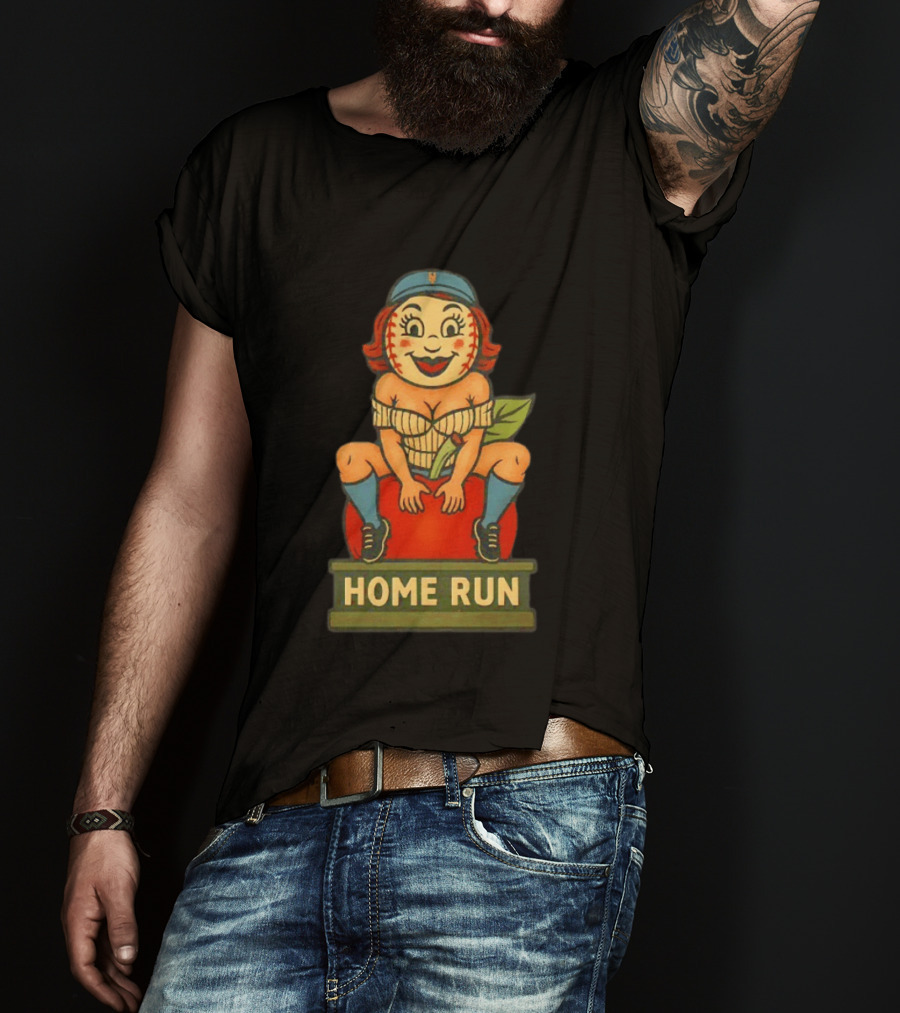 Mrs Met Home Run New York Mets Vintage Baseball Pin Up T-Shirt