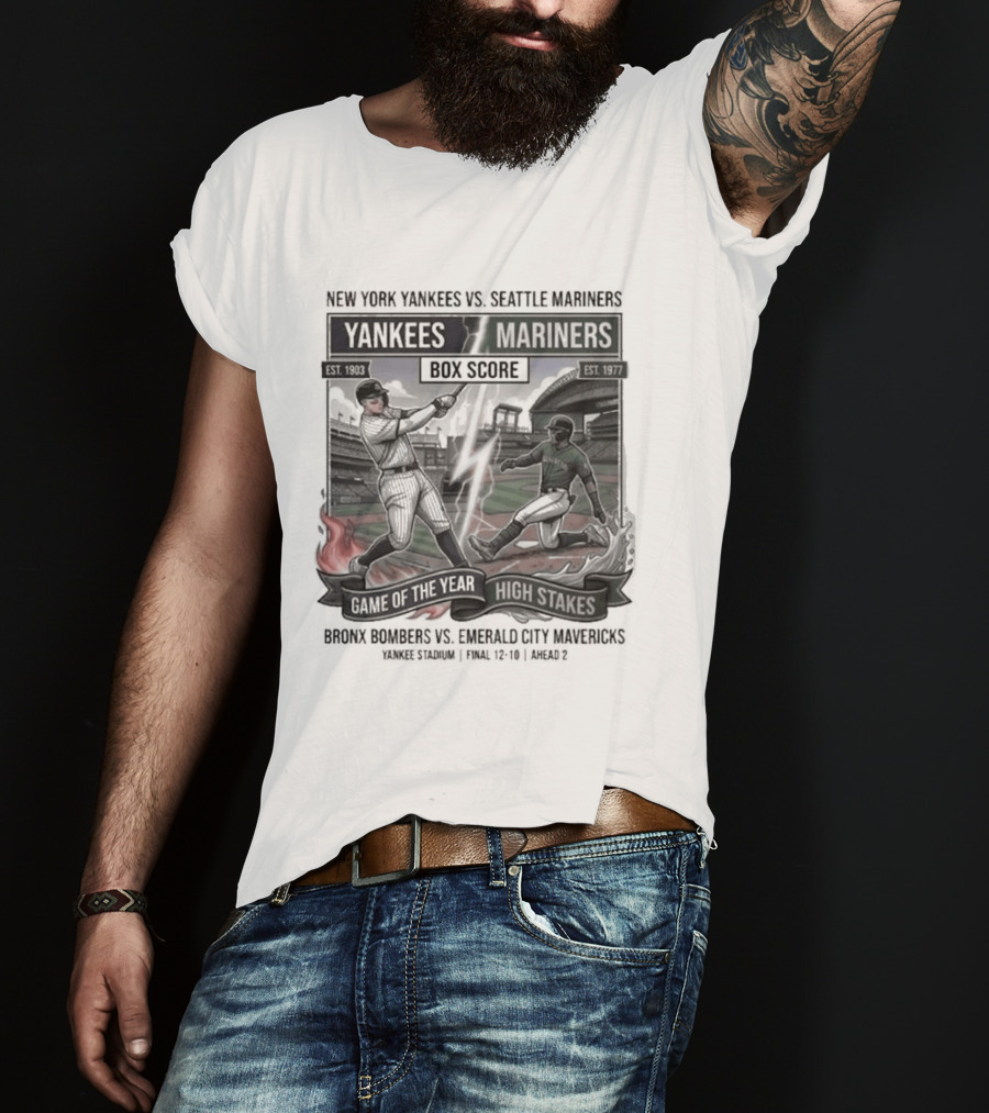 New York Yankees Seattle Mariners Box Score Game Of The Year T-Shirt