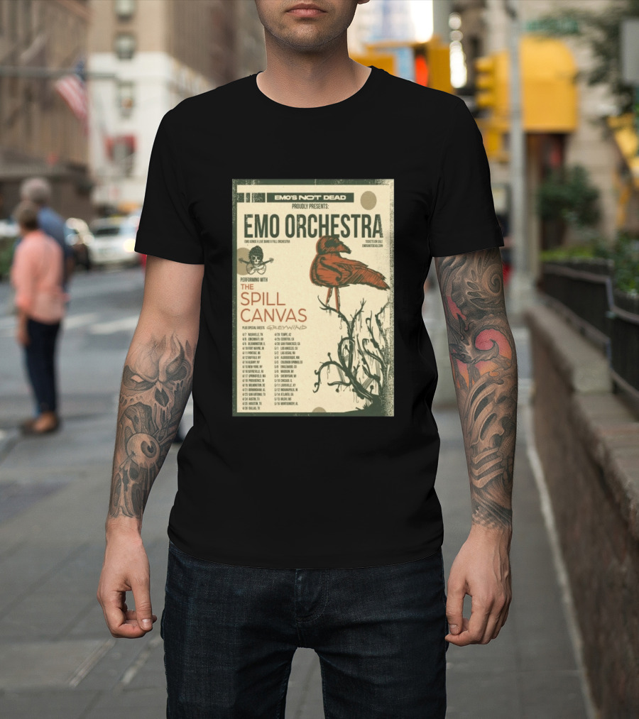 Emo Orchestra USA Tour 2026 With The Spill And Greywind Tour Dates T-Shirt