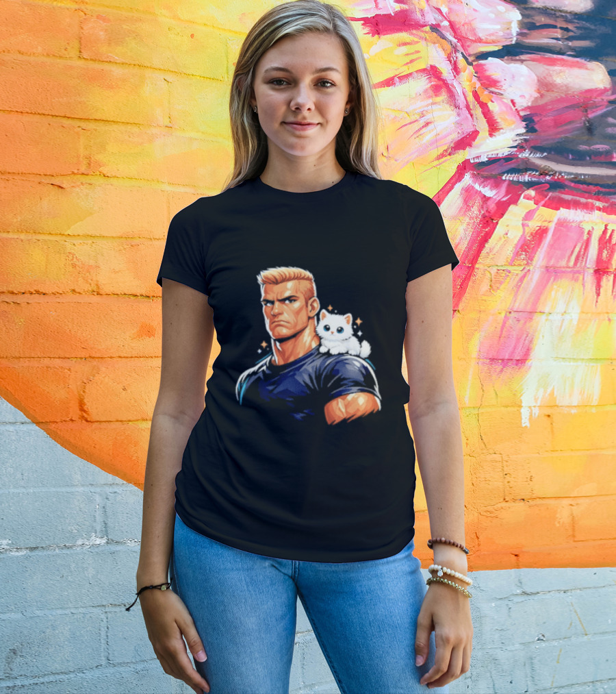GigaChad With Tiny Cat Meme Buff Aesthetic T-Shirt