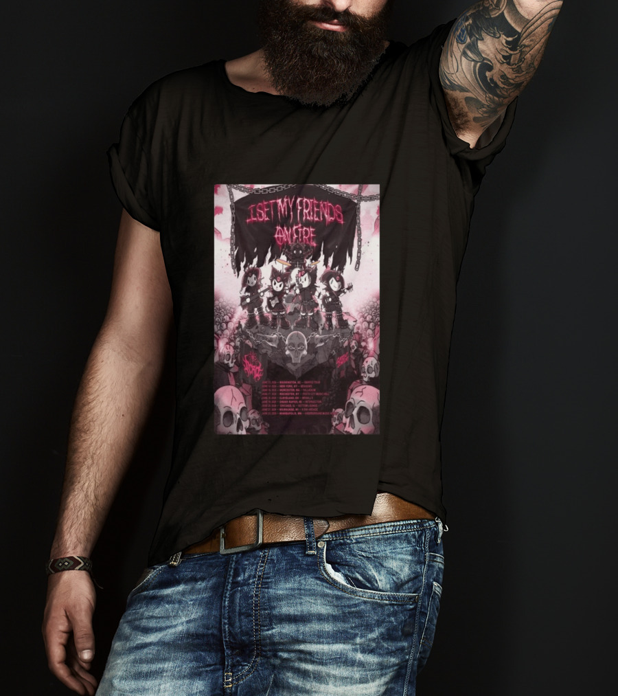 I Set My Friends On Fire Warped Tour 2026 Concert Tour Dates Skulls Chains T-Shirt