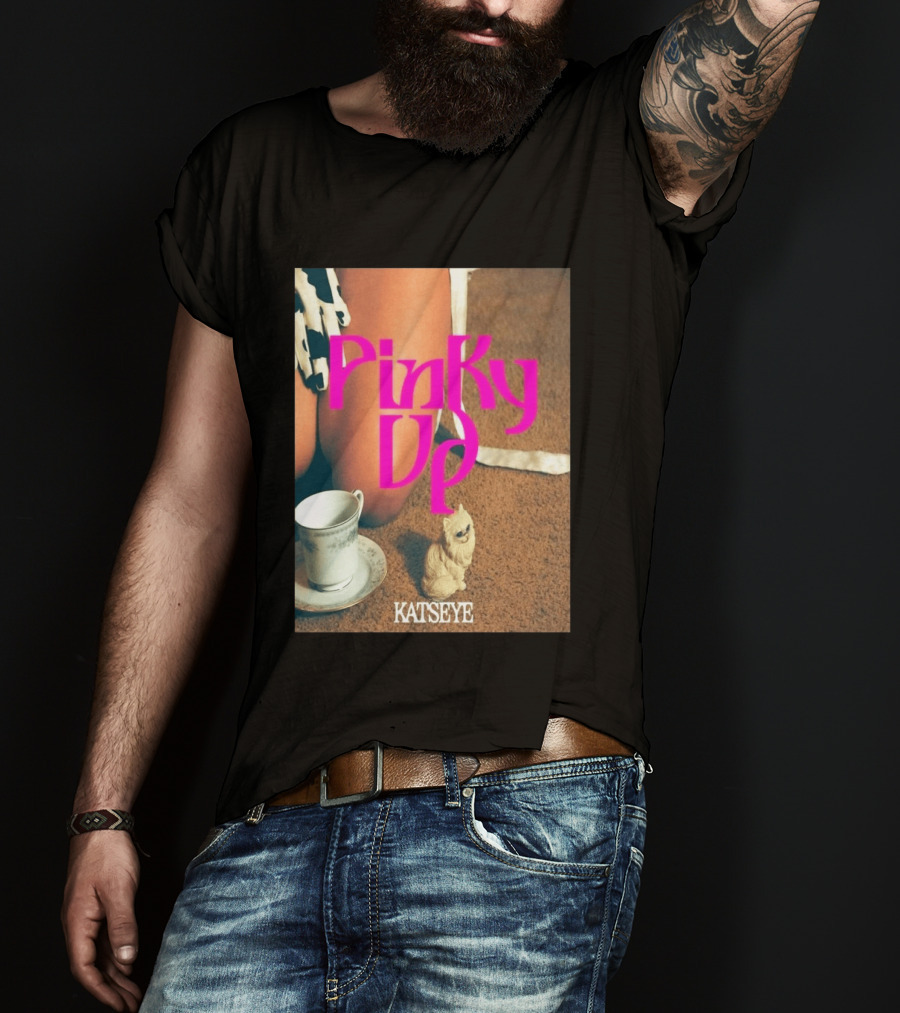 Katseye Pinky Up Vintage Cup And Cat Figurine T-Shirt