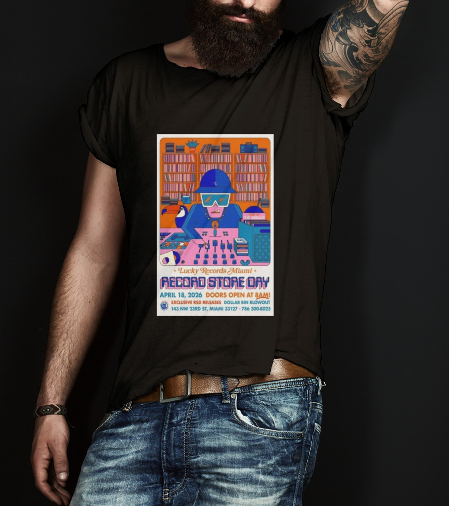 Lucky Records Miami Record Store Day April 18 2026 Exclusive RSD Releases Dollar Bin Blowout T-Shirt