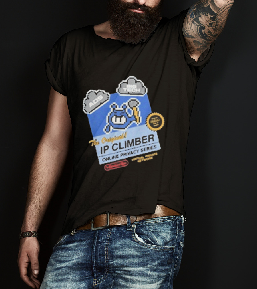 The Original IP Climber Online Privacy Series Retro Tech AOS Pixel Gaming T-Shirt