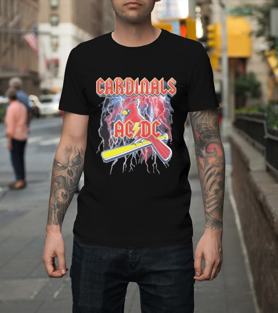 Cardinals AC DC Lightning Bat Baseball T-Shirt