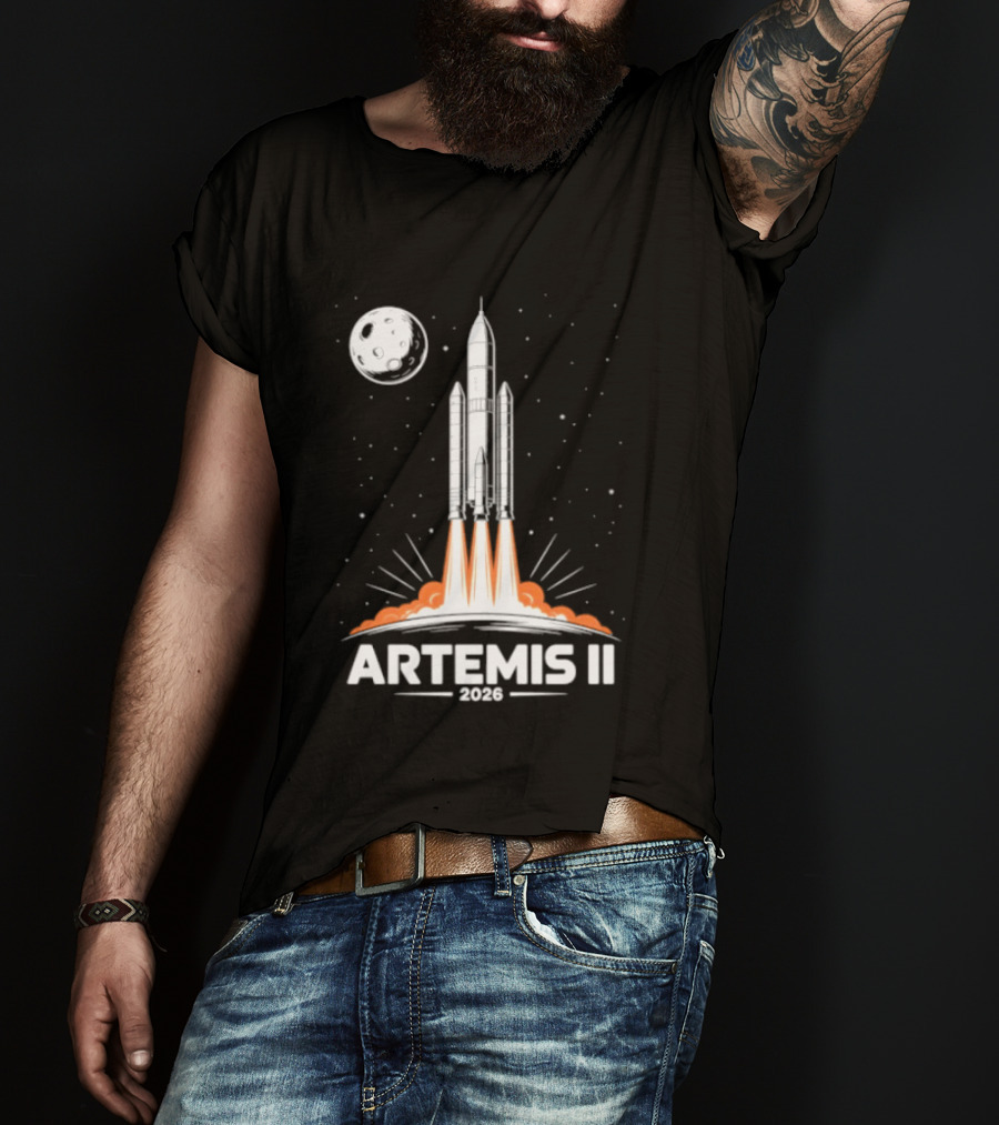 Artemis II 2026 Rocket Launch To The Moon With Spacecraft And Moon T-Shirt