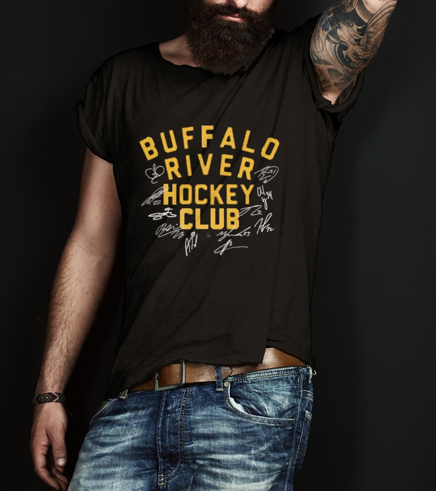 Buffalo River Hockey Club Vintage Style Graphic With White Sketch Marks T-Shirt