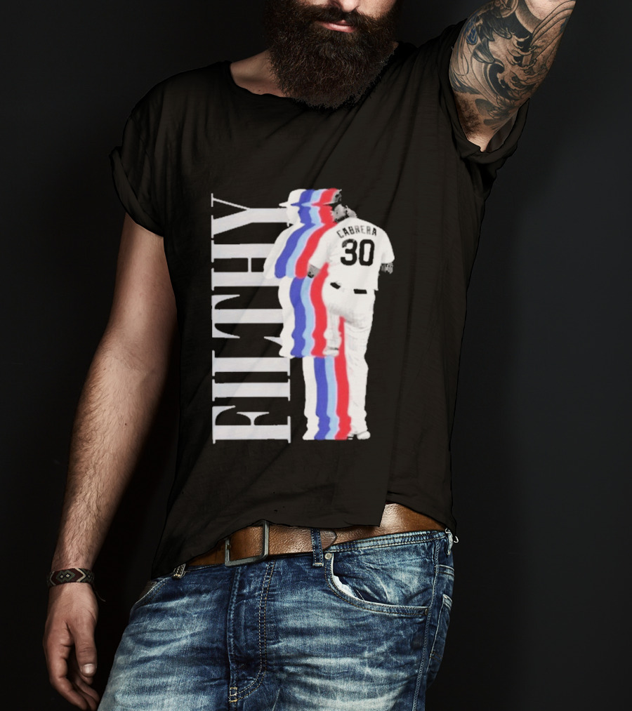 Obvious Edward Cabrera Filthy 30 Red Blue Streak Baseball T-Shirt
