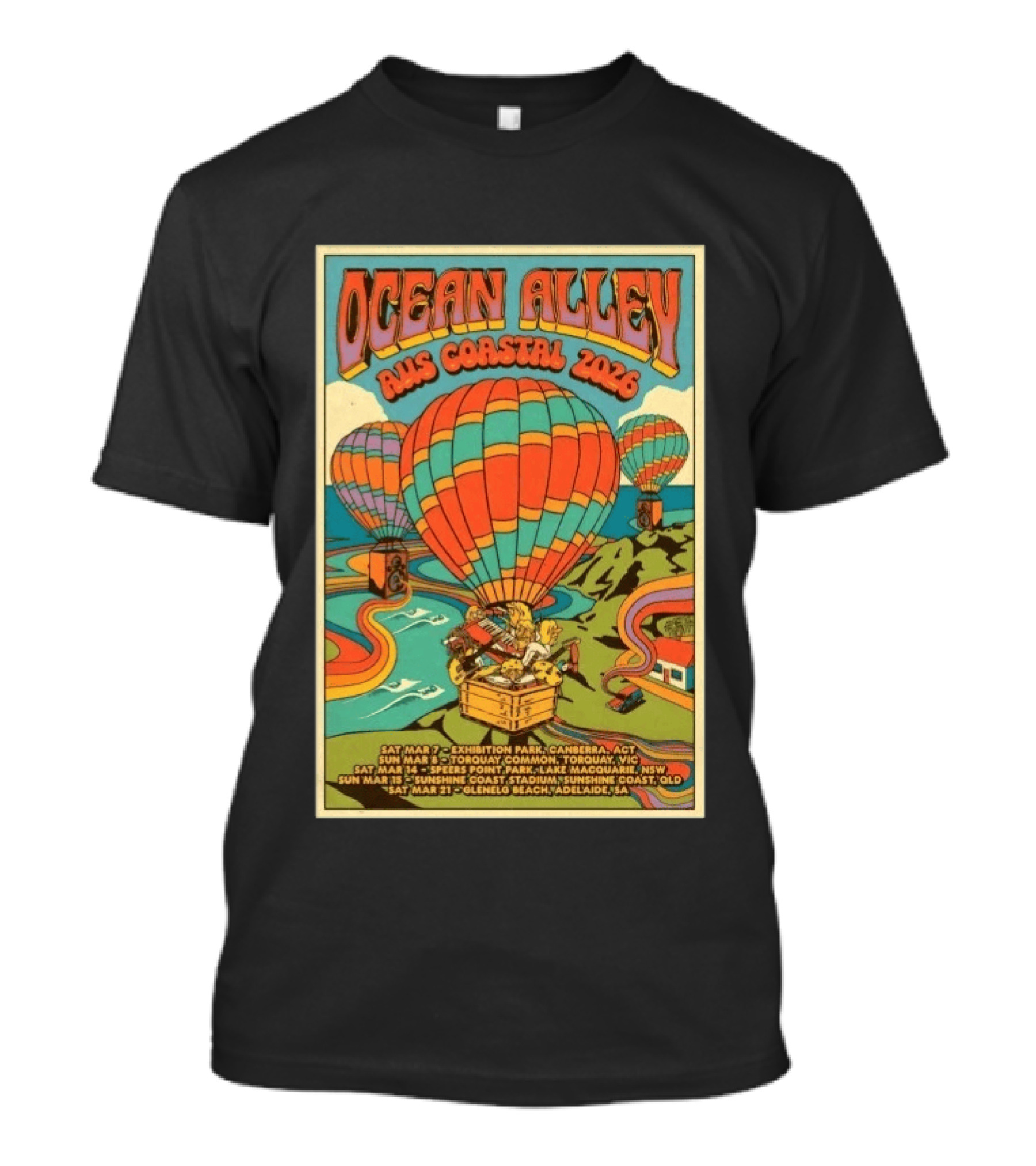 Ocean Alley AUS Coastal Tour 2026 Canberra Torquay Lake Macquarie Sunshine Coast Adelaide T-Shirt