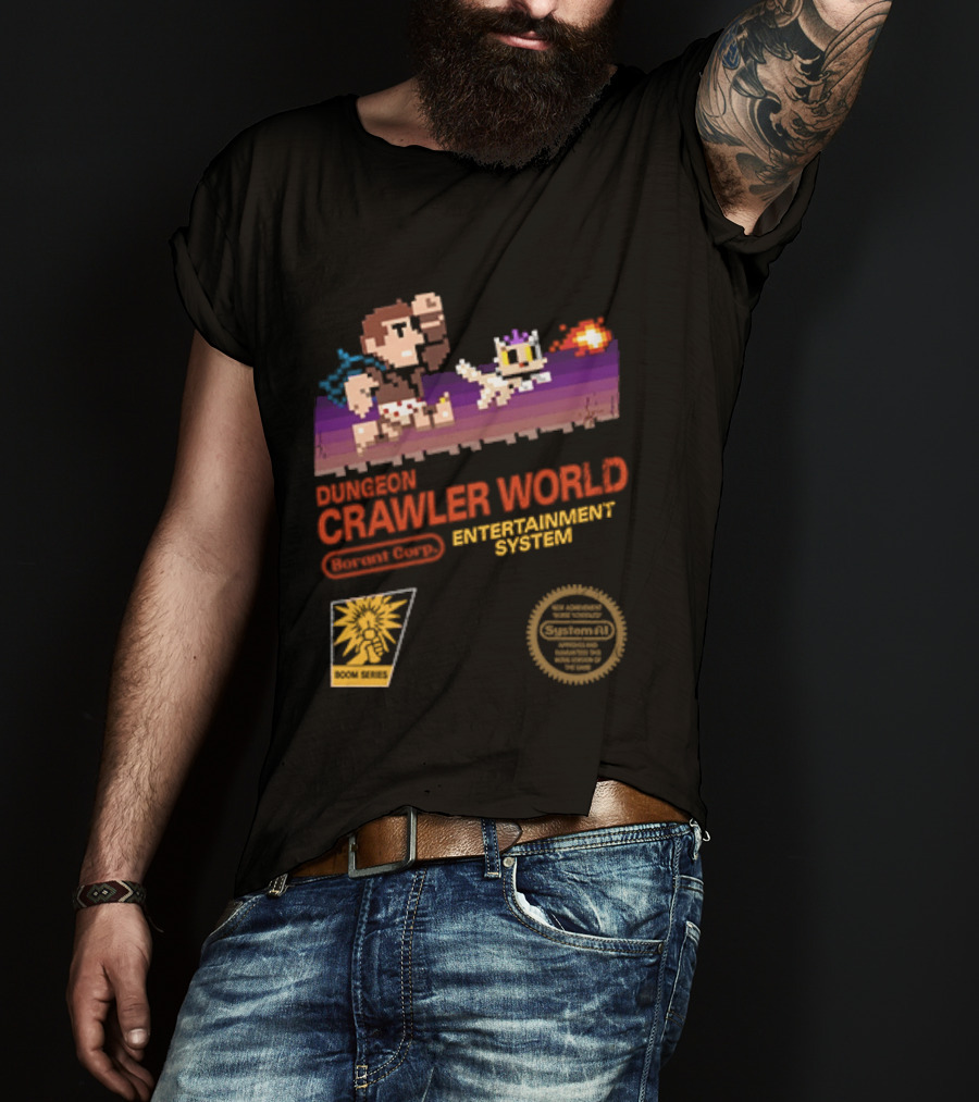 Dungeon Crawler World Entertainment System Pixel Adventure Quest Retro Game T-Shirt