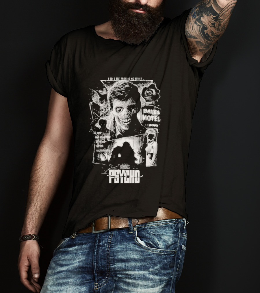 Psycho Hitchcock Collage 1960 Classic Movie Icy Blackness 2026 T-Shirt