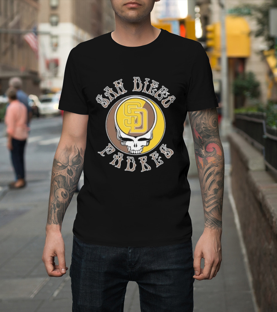 San Diego Padres SD Skull Brown Yellow T-Shirt