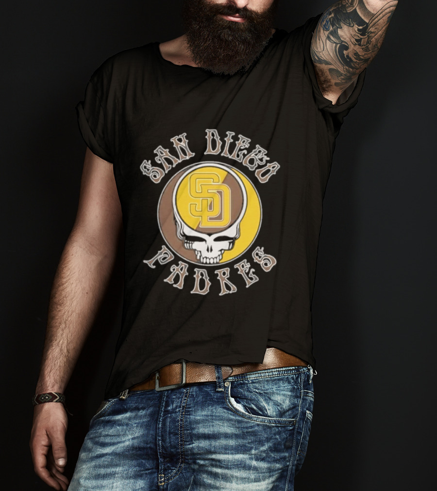 San Diego Padres SD Skull Brown Yellow T-Shirt