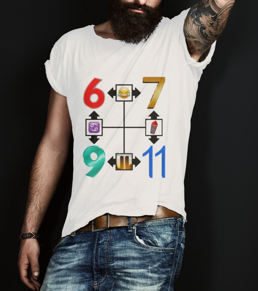 67 69 9 11 Emoji Directional Symbols With Laughing Face Crying Tears T-Shirt