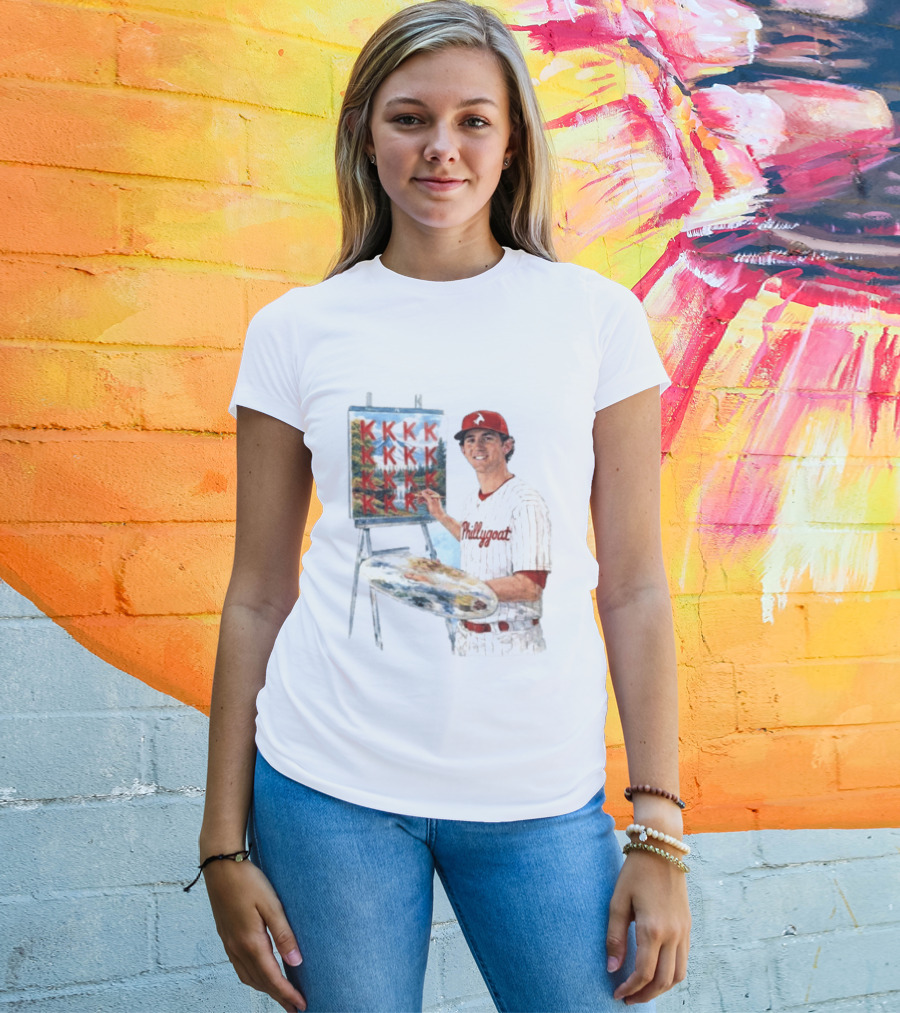 Andrew Painter Phillies Pitcher Painting Happy Little K's Phillygoat Baseball T-Shirt
