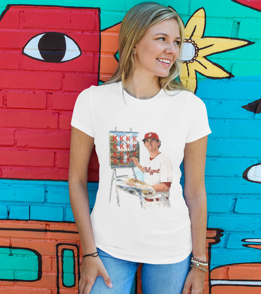 Andrew Painter Phillies Pitcher Painting Happy Little K's Phillygoat Baseball T-Shirt