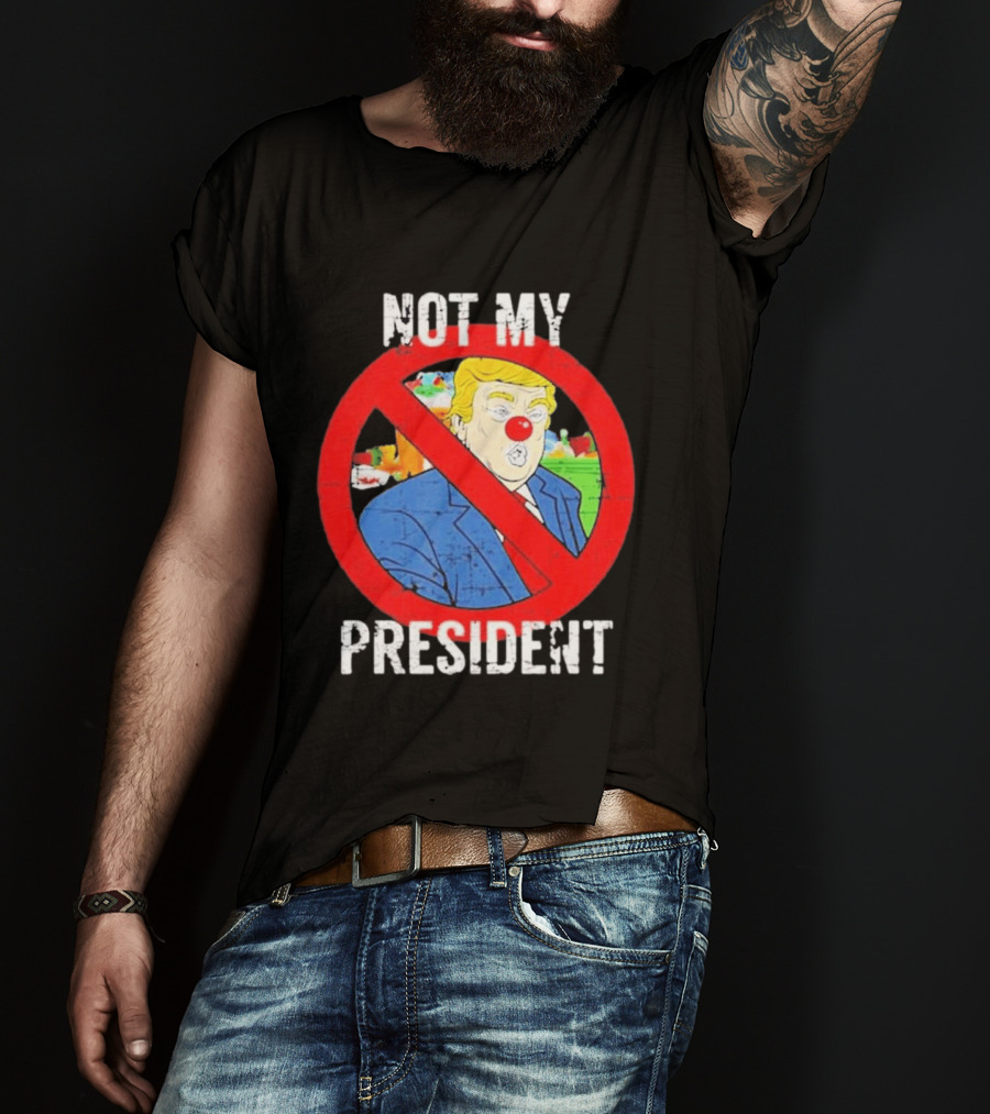 Not My President Trump Clown Red Circle T-Shirt