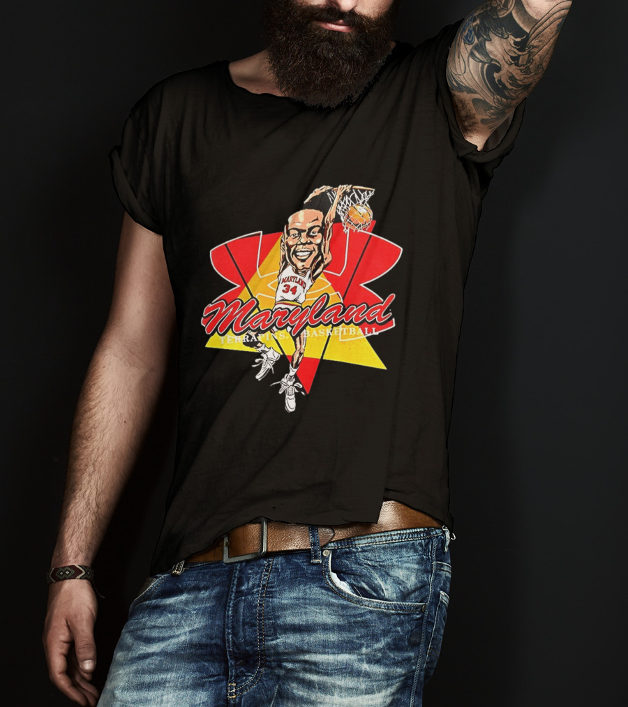 Len Bias Maryland Terrapins Mens Basketball Player Caricature T-Shirt