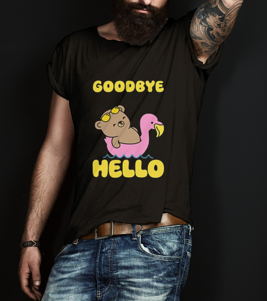 Goodbye Seasonal Depression Hello Body Dysmorphia Bear On Flamingo 2026 T-Shirt