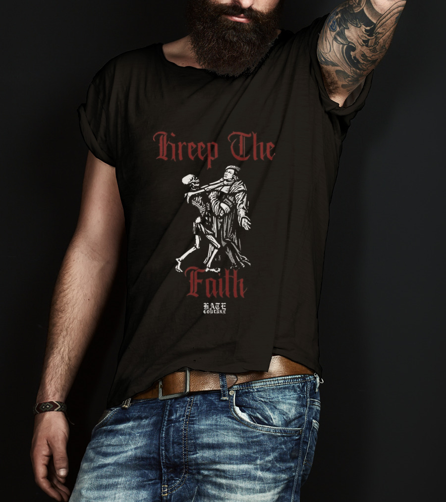 Kreep The Faith Hate Couture Gothic Skeletons Embrace T-Shirt