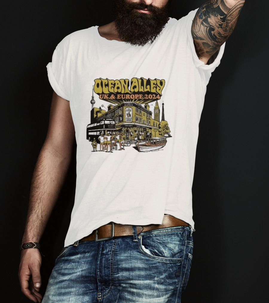Ocean Alley UK And Europe 2024 Tour Pocket Tavern Scene With Landmarks T-Shirt