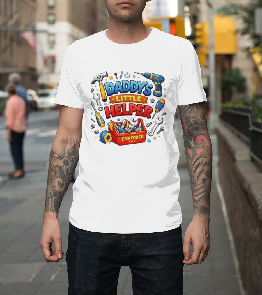 Daddy's Little Helper Enrforce Toolbox Tools and Stars T-Shirt