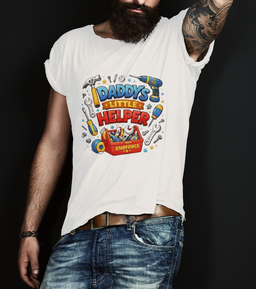 Daddy's Little Helper Enrforce Toolbox Tools And Stars T-Shirt