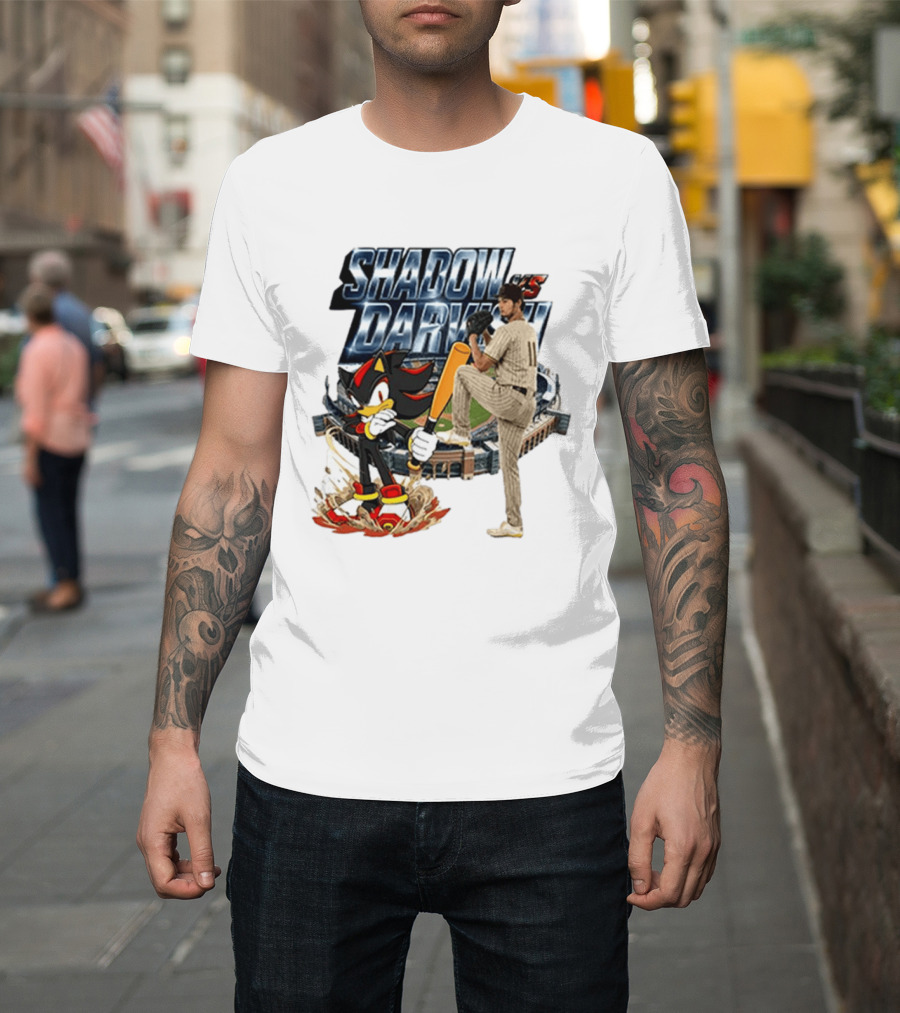 Shadow Vs Darvish Baseball Showdown With MLB Stadium And Hedgehog T-Shirt