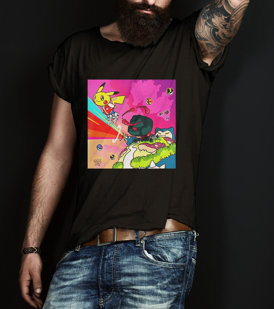 Pikachu Graduation Inspired By Album Cover Elements Pokemon Crossover Scene T-Shirt