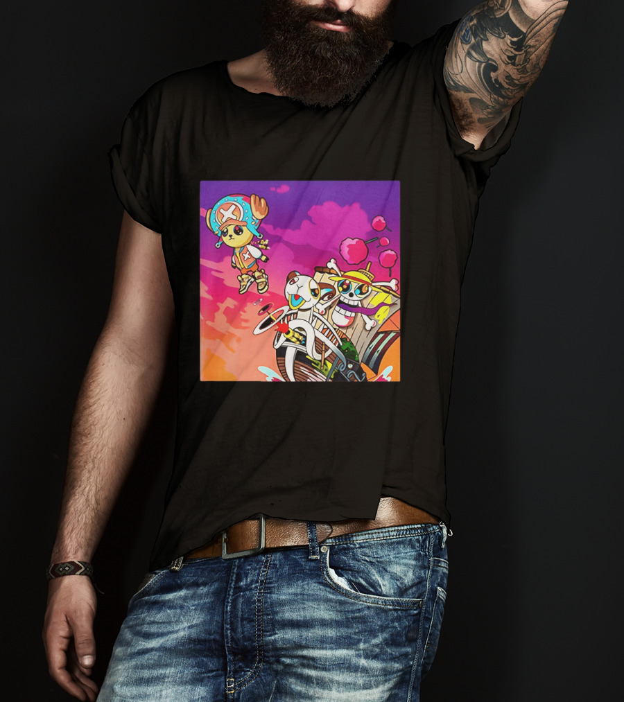 Tony Tony Chopper One Piece Anime Meets Kanye Graduation Style Fusion T-Shirt