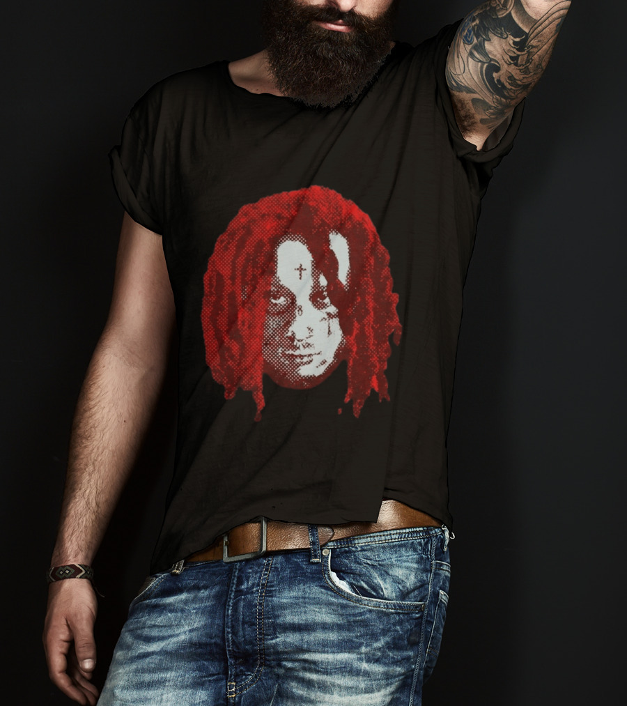 Trippie Redd Red Dreadlocks Face Tattoo T-Shirt