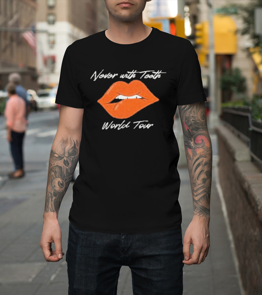 Never With Teeth World Tour Orange Lips T-Shirt